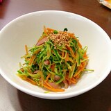 豆苗と細切り野菜の炒め物